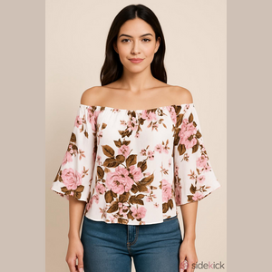 𝅺REVOLVE Flynn Skye rose print drapey blouse NEW Size XS flowy